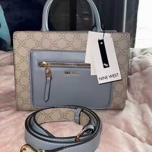 Nine West Mushroom+Bluestone Satchel Bag